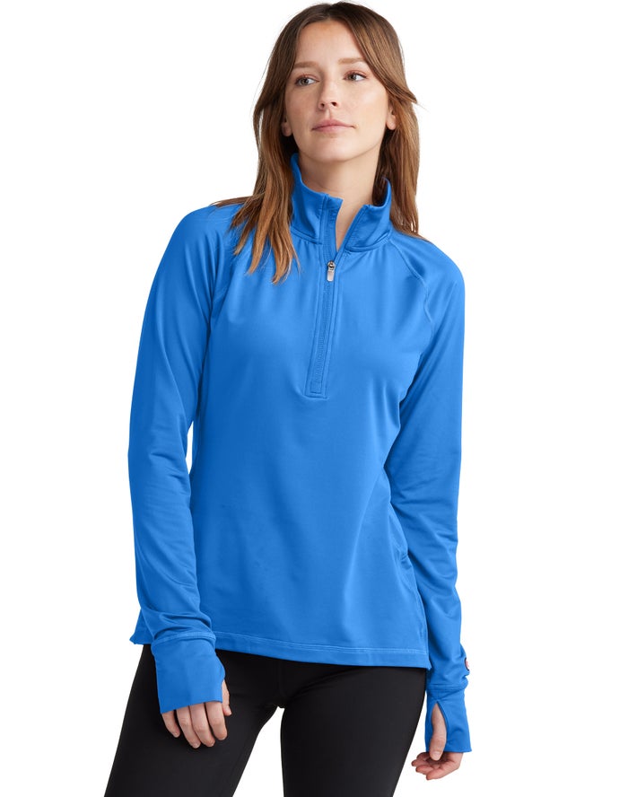 Champion Sweatshirt Dames - Blauw - Absolute 1/2 Zip Mock Neck ( 534197-YSP )